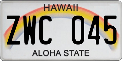 HI license plate ZWC045