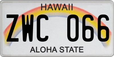HI license plate ZWC066