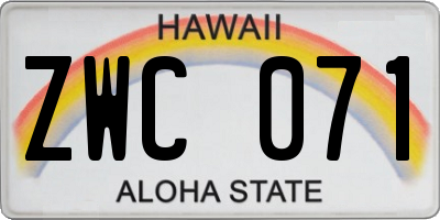 HI license plate ZWC071