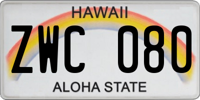 HI license plate ZWC080