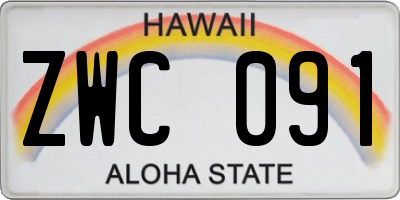 HI license plate ZWC091