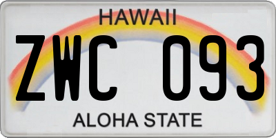HI license plate ZWC093