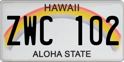 HI license plate ZWC102
