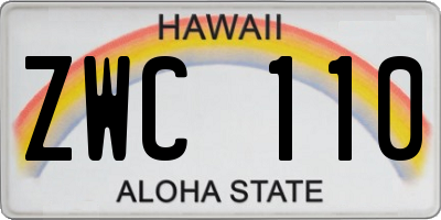 HI license plate ZWC110