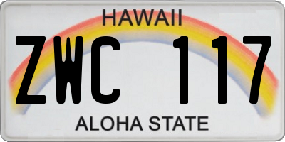 HI license plate ZWC117
