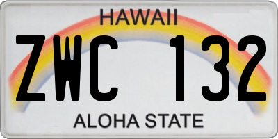 HI license plate ZWC132