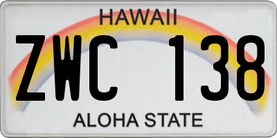 HI license plate ZWC138