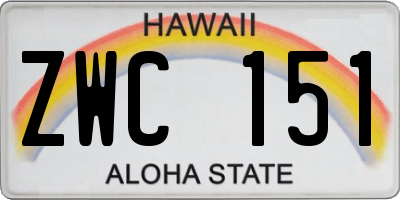 HI license plate ZWC151