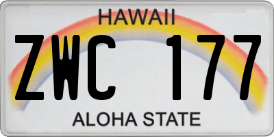 HI license plate ZWC177