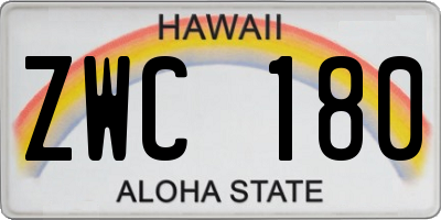 HI license plate ZWC180