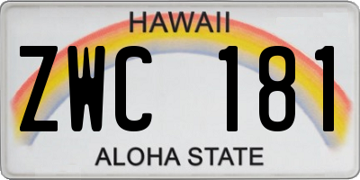 HI license plate ZWC181