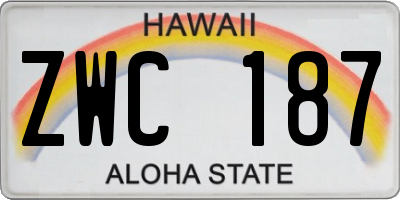 HI license plate ZWC187