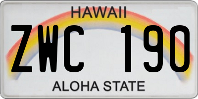 HI license plate ZWC190