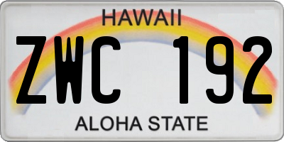 HI license plate ZWC192