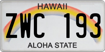 HI license plate ZWC193