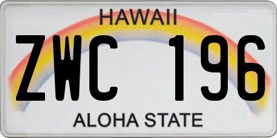 HI license plate ZWC196