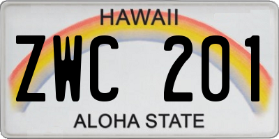 HI license plate ZWC201