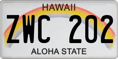 HI license plate ZWC202