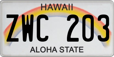 HI license plate ZWC203