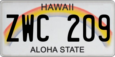 HI license plate ZWC209