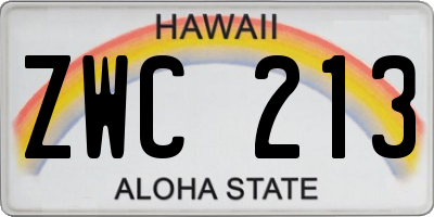 HI license plate ZWC213