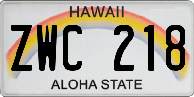 HI license plate ZWC218