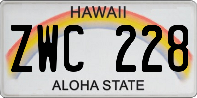 HI license plate ZWC228