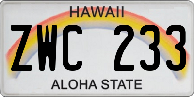 HI license plate ZWC233