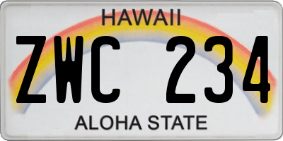 HI license plate ZWC234