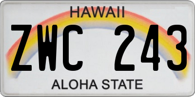 HI license plate ZWC243