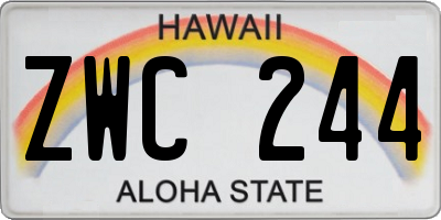 HI license plate ZWC244