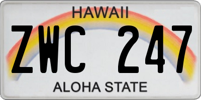 HI license plate ZWC247