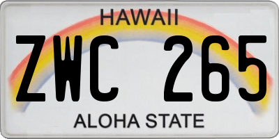 HI license plate ZWC265
