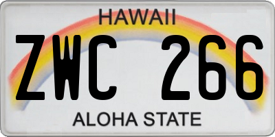 HI license plate ZWC266