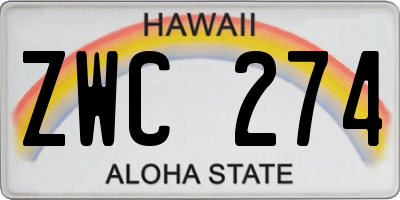 HI license plate ZWC274