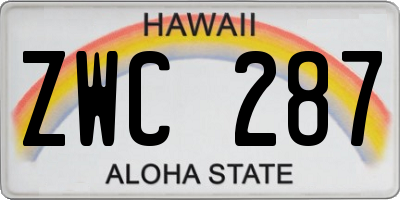 HI license plate ZWC287