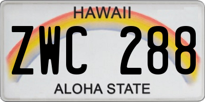 HI license plate ZWC288