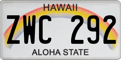 HI license plate ZWC292