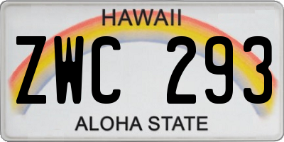 HI license plate ZWC293