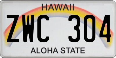 HI license plate ZWC304