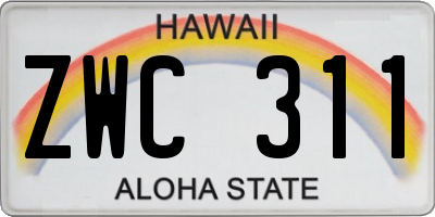 HI license plate ZWC311