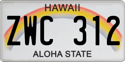 HI license plate ZWC312