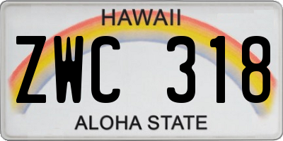 HI license plate ZWC318
