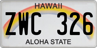 HI license plate ZWC326