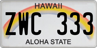 HI license plate ZWC333