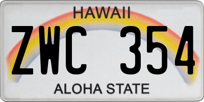 HI license plate ZWC354