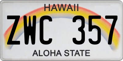 HI license plate ZWC357