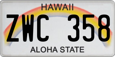 HI license plate ZWC358