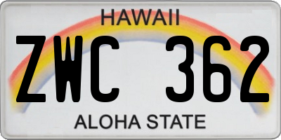 HI license plate ZWC362