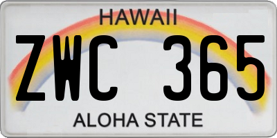 HI license plate ZWC365